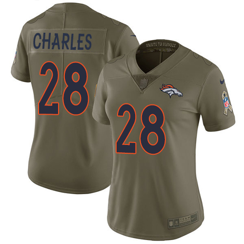 Nike Broncos #28 Jamaal Charles Olive Women's Stitched NFL Limited Salute to Service Jersey